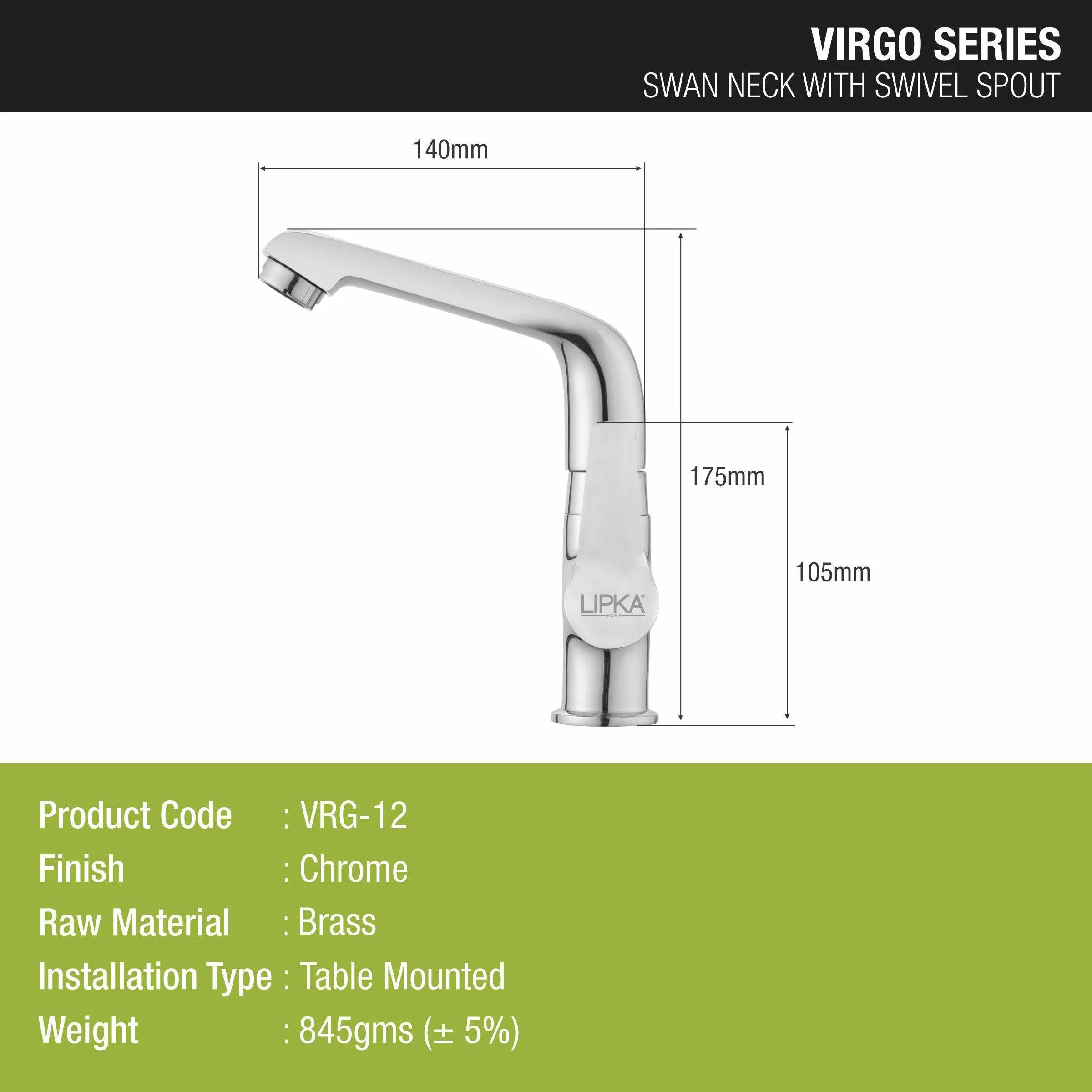 Virgo Swan Neck with Swivel Spout Faucet - LIPKA - Image 4