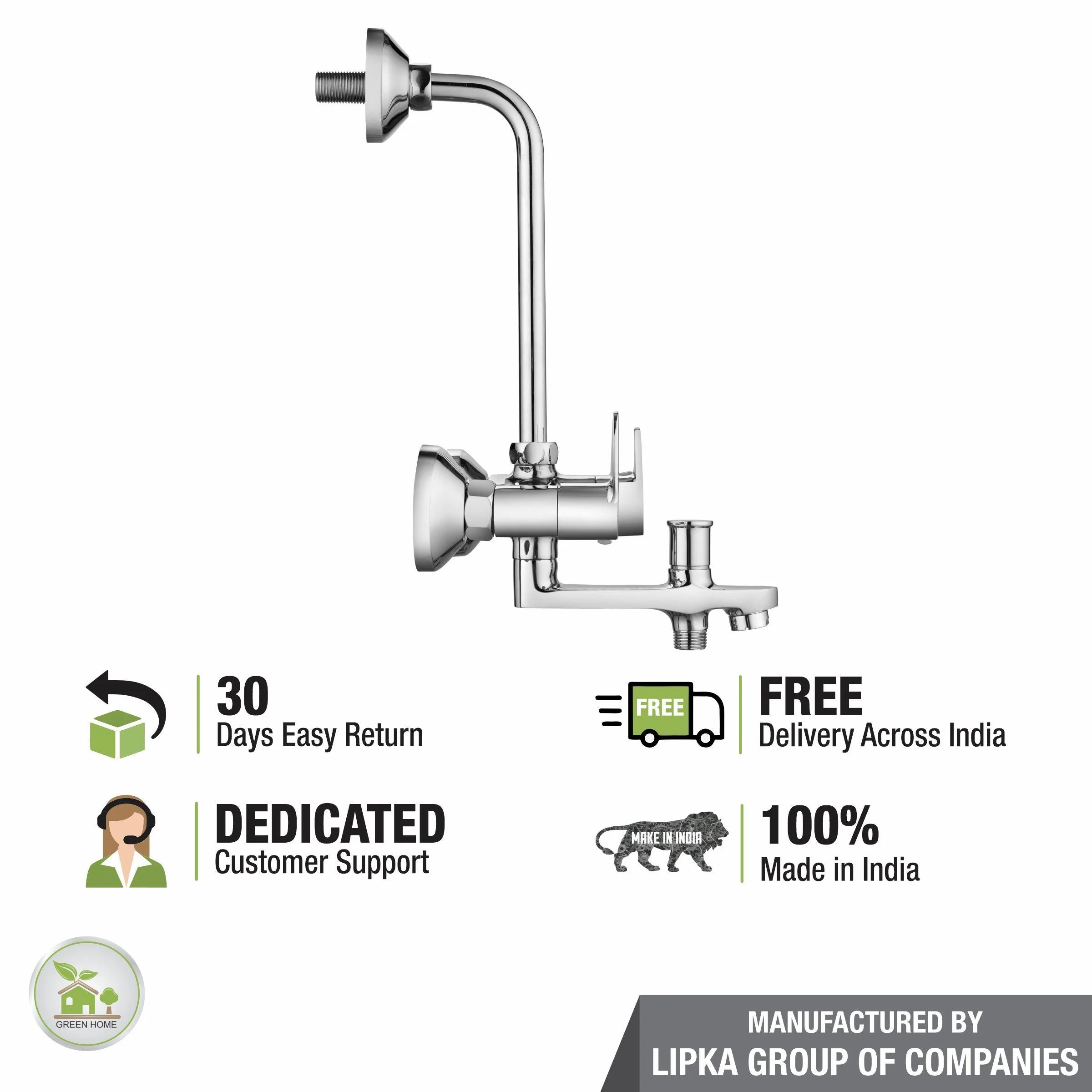 Virgo 3 in 1 Wall Mixer Brass Faucet with L Bend - LIPKA - Image 7