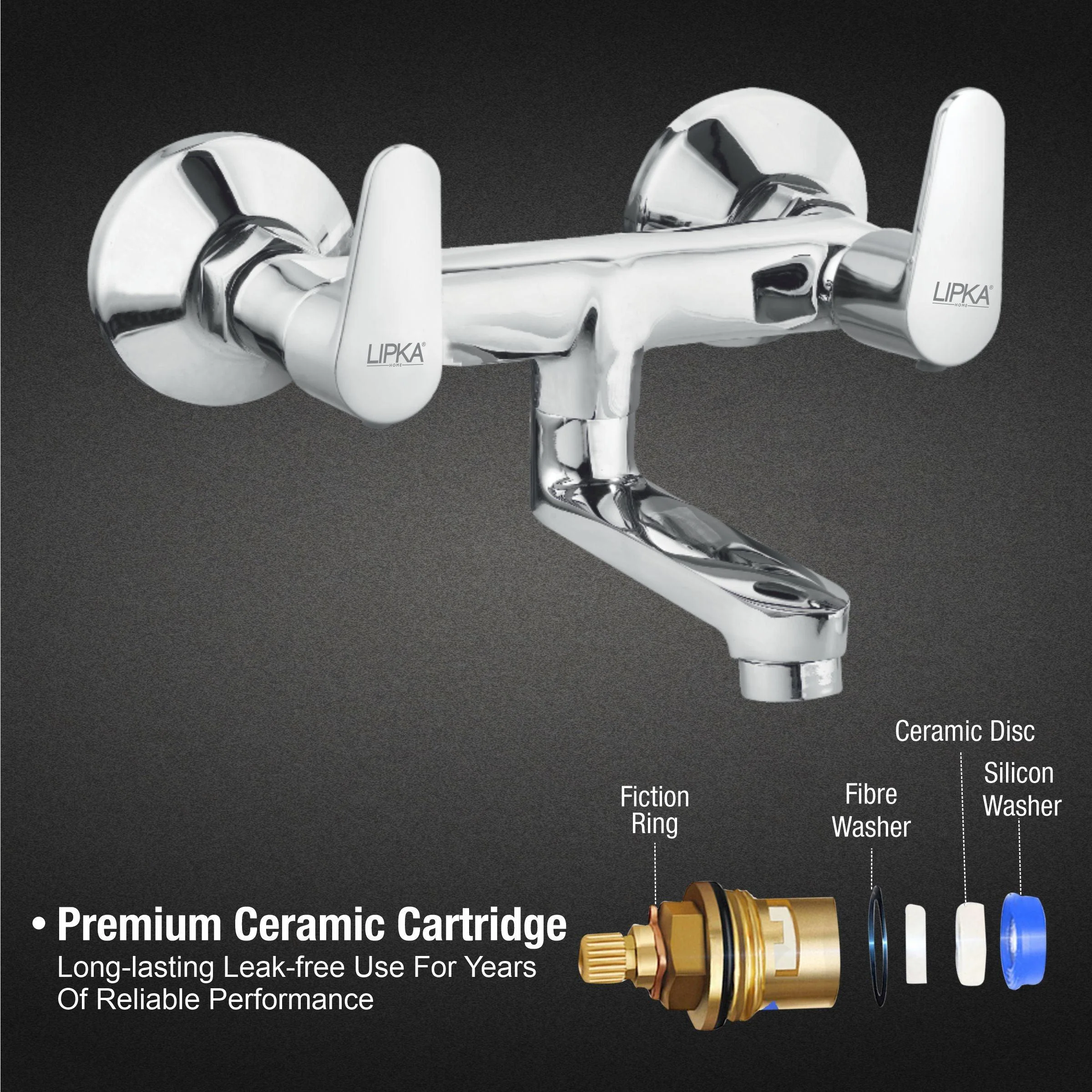 Virgo Wall Mixer Brass Faucet - LIPKA - Image 3