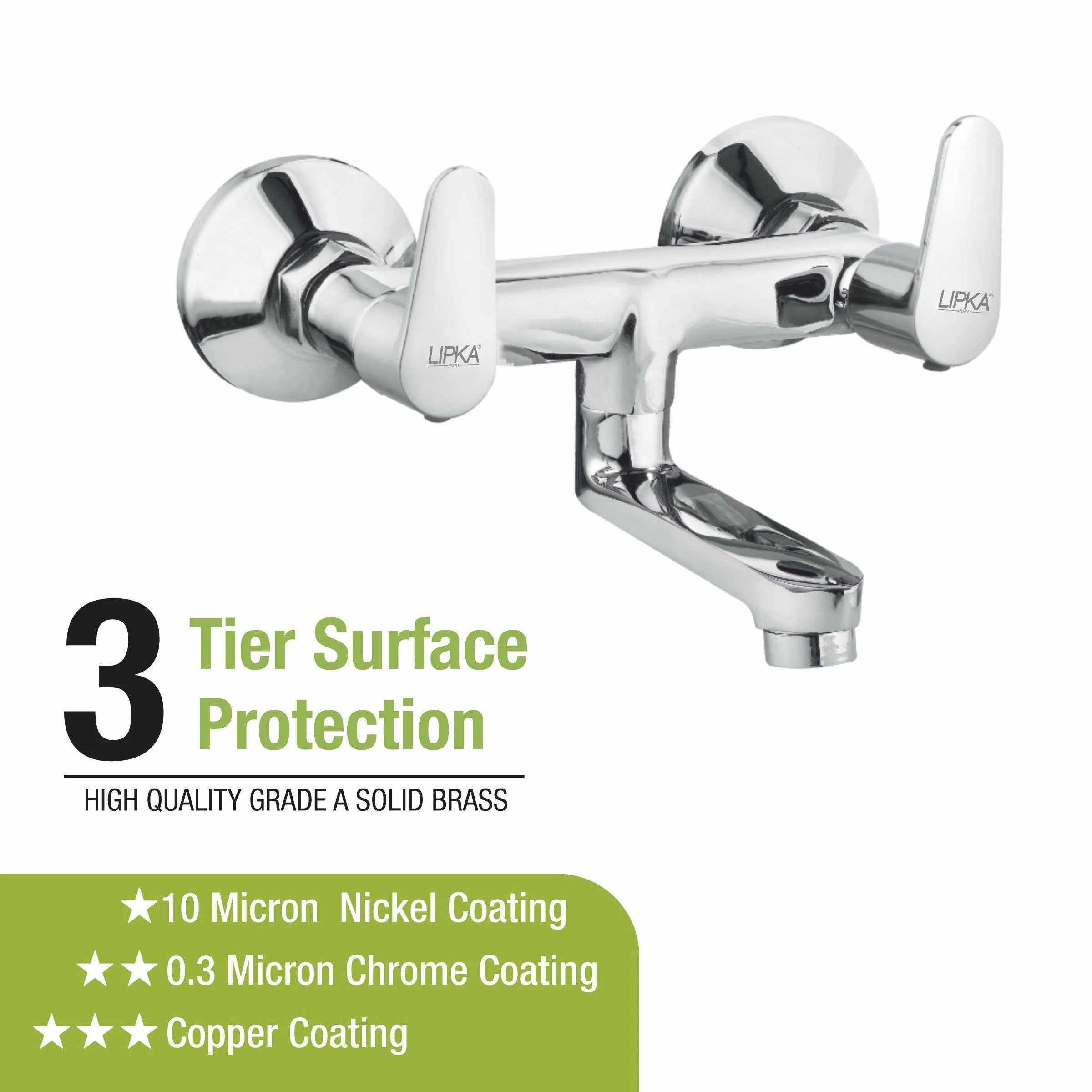 Virgo Wall Mixer Brass Faucet - LIPKA - Image 4
