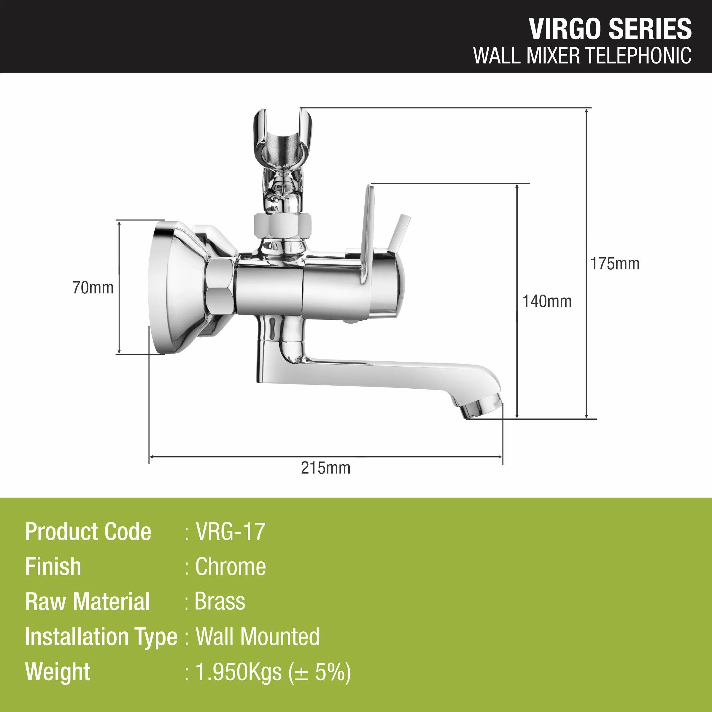 Virgo Telephonic Wall Mixer Brass Faucet - LIPKA - Image 2