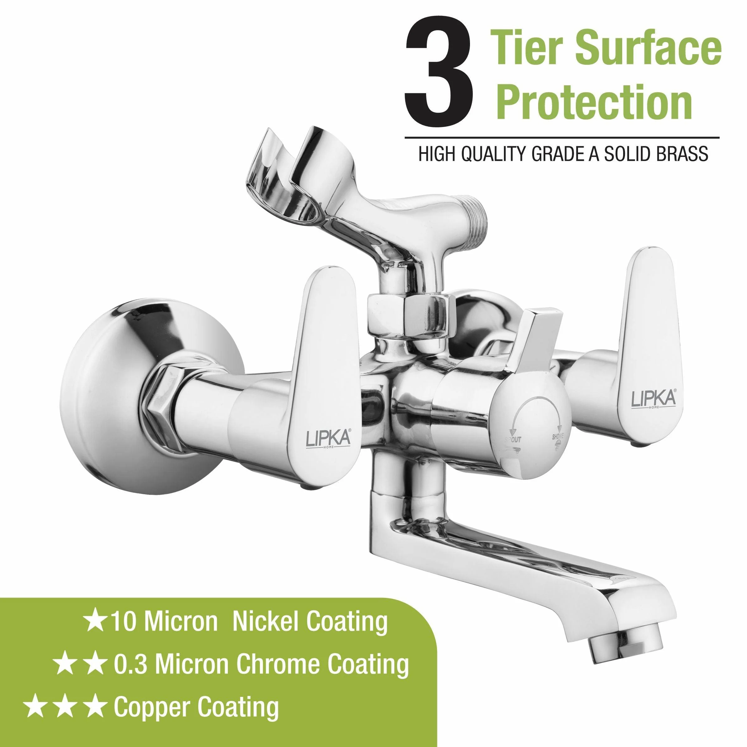 Virgo Telephonic Wall Mixer Brass Faucet - LIPKA - Image 4