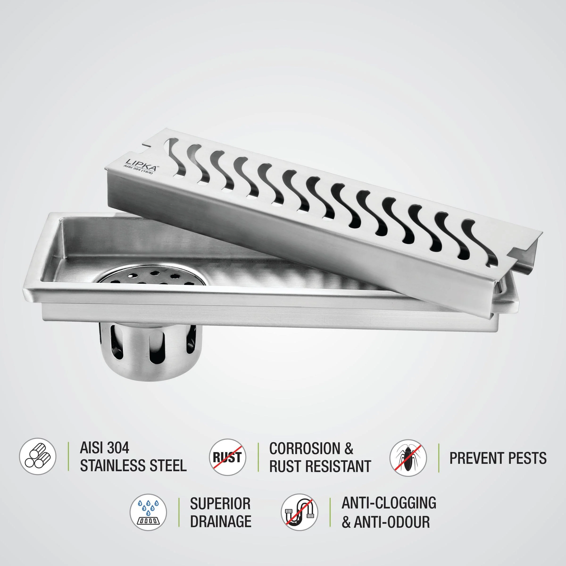 Wave Shower Drain Channel (32 x 5 Inches) - LIPKA - Image 4