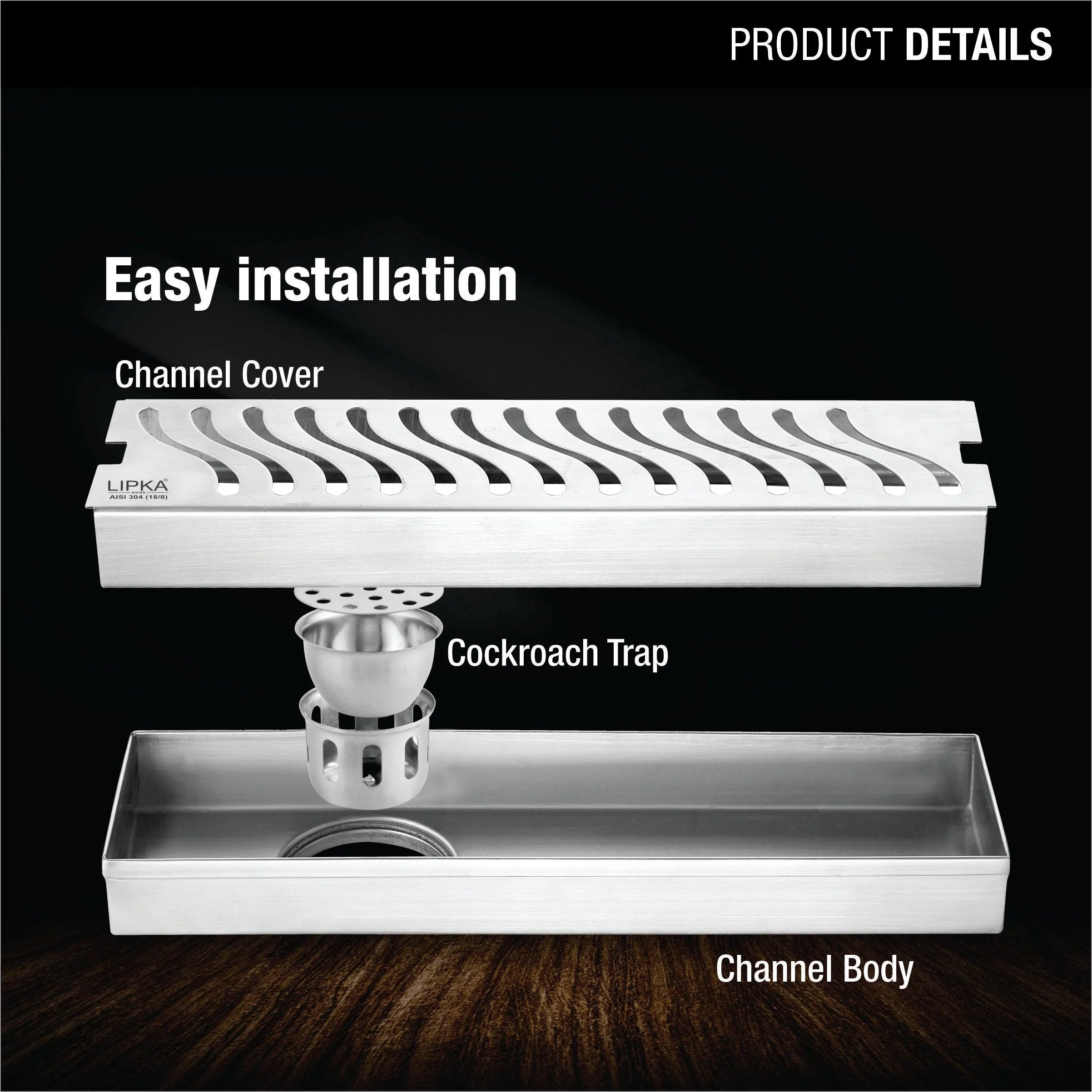 Wave Shower Drain Channel (48 x 3 Inches) - LIPKA - Image 4