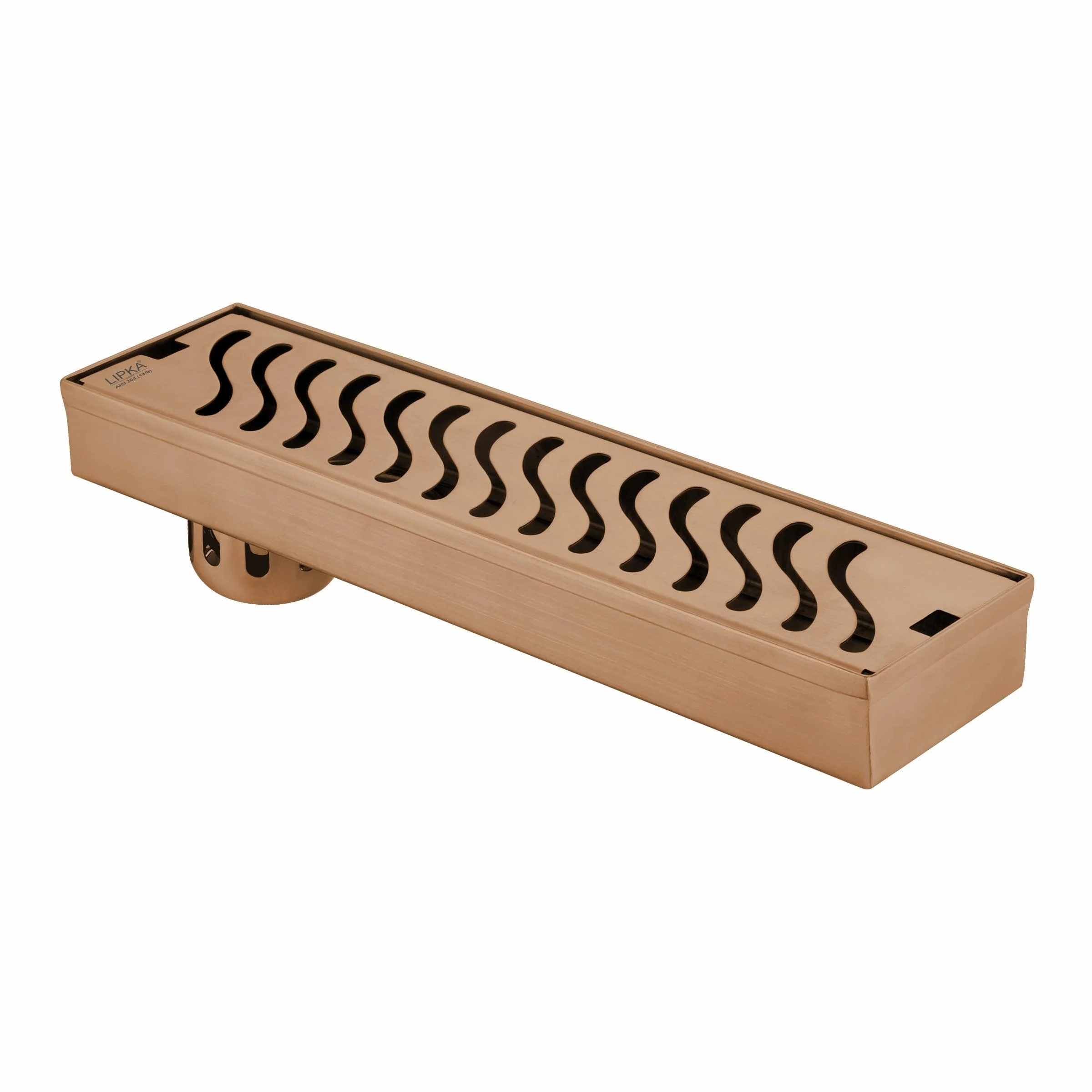 Wave Shower Drain Channel - Antique Copper (18 x 3 Inches) - LIPKA