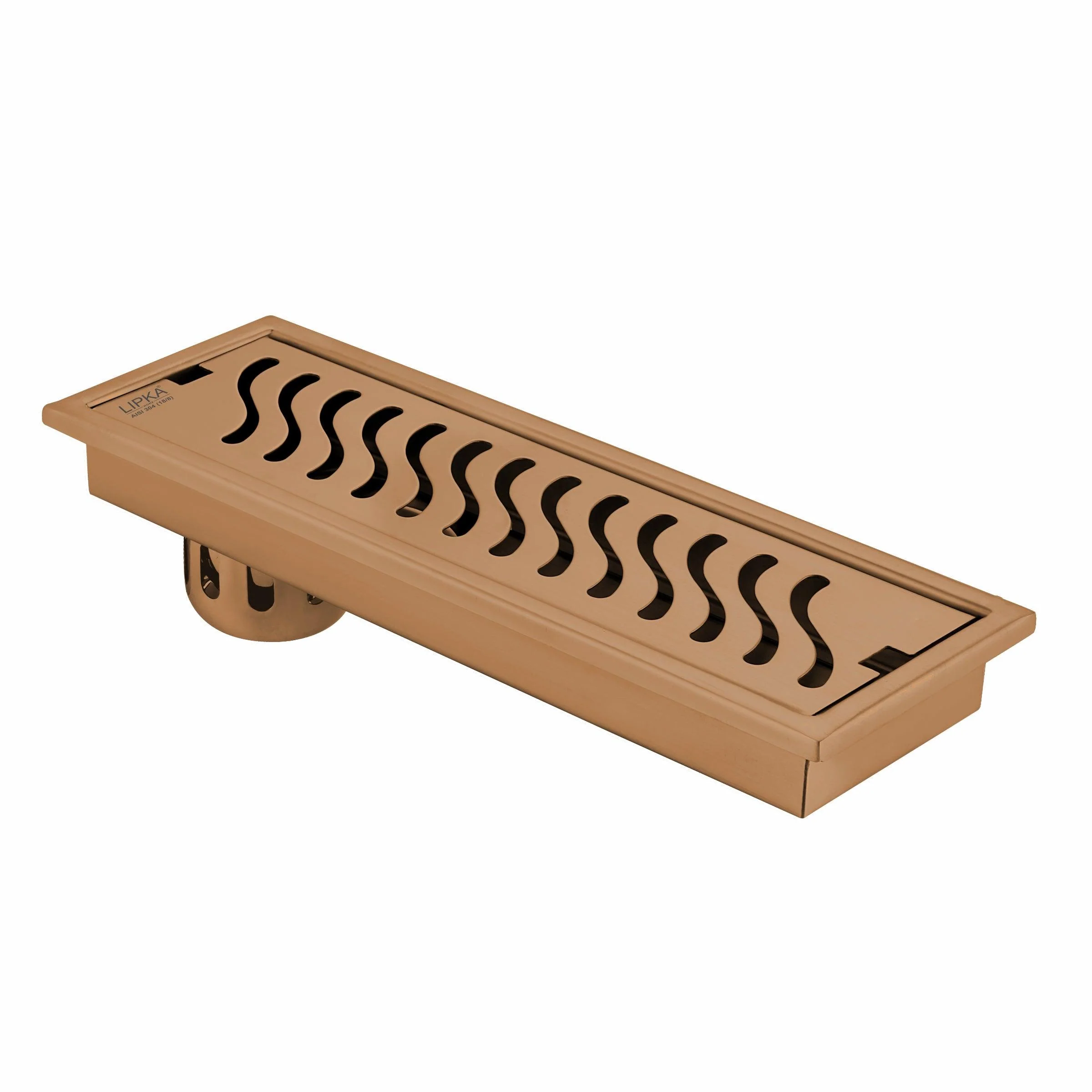 Wave Shower Drain Channel - Antique Copper (24 x 5 Inches) - LIPKA