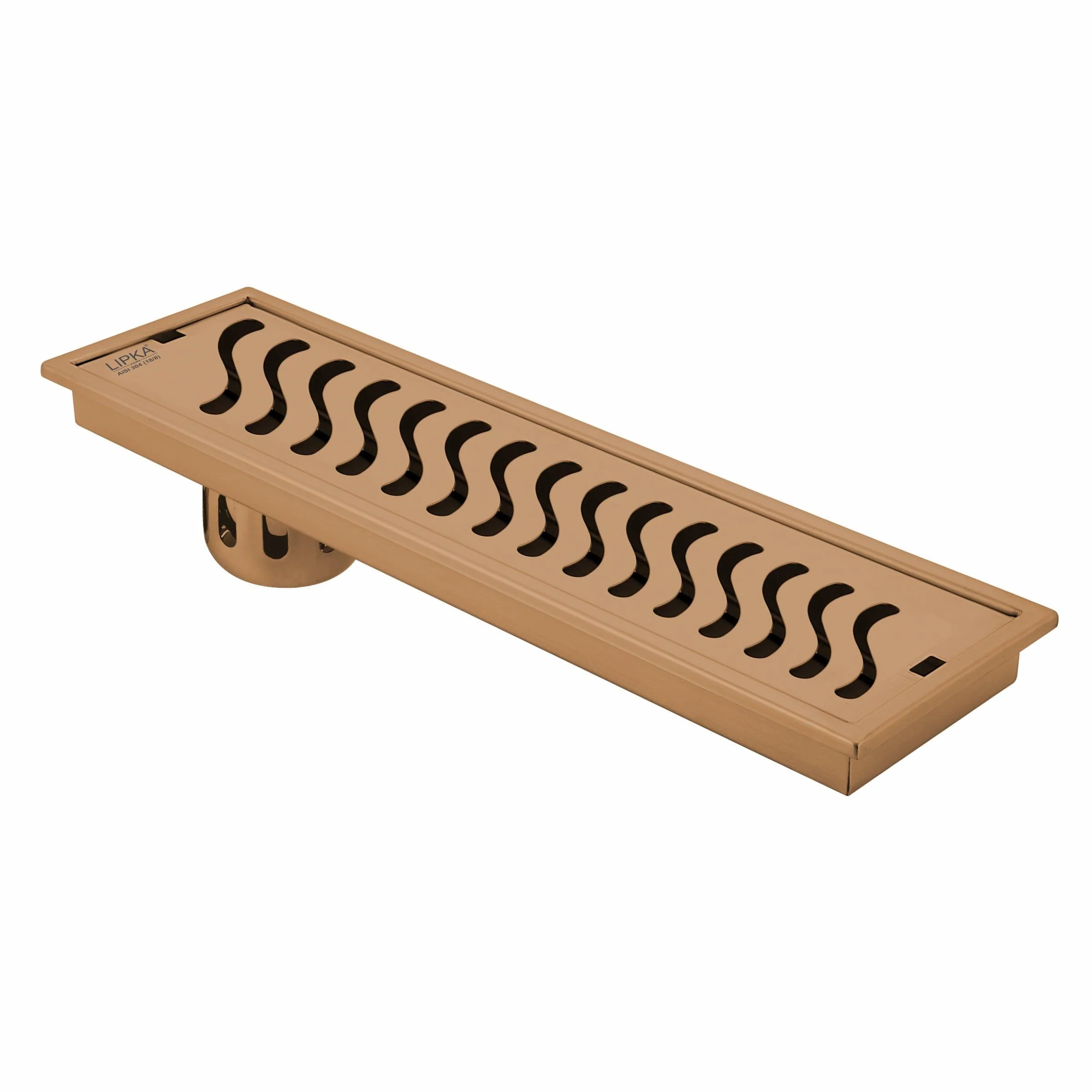 Wave Shower Drain Channel - Antique Copper (32 x 4 Inches) - LIPKA
