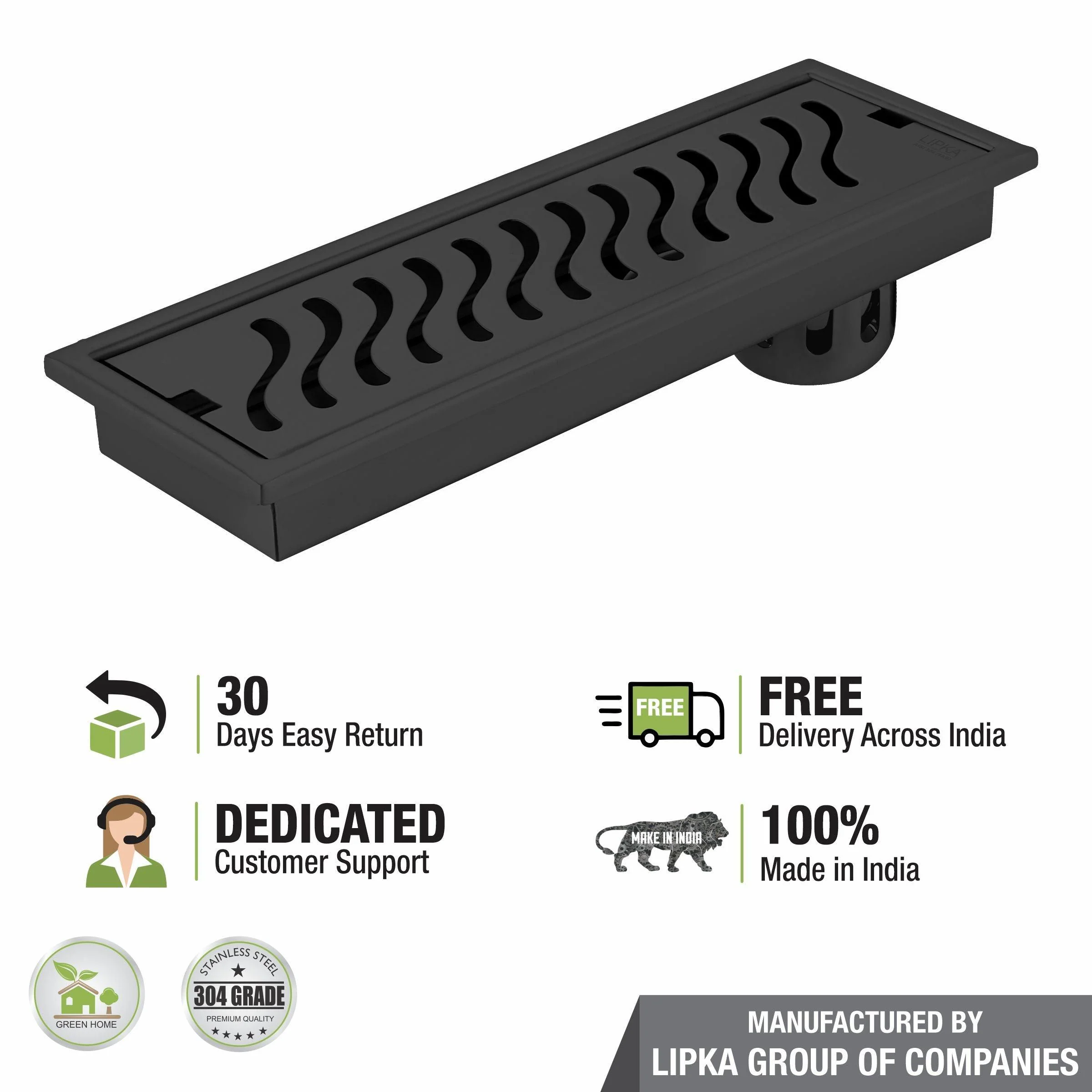 Wave Shower Drain Channel - Black (18 x 4 Inches) - LIPKA - Image 5