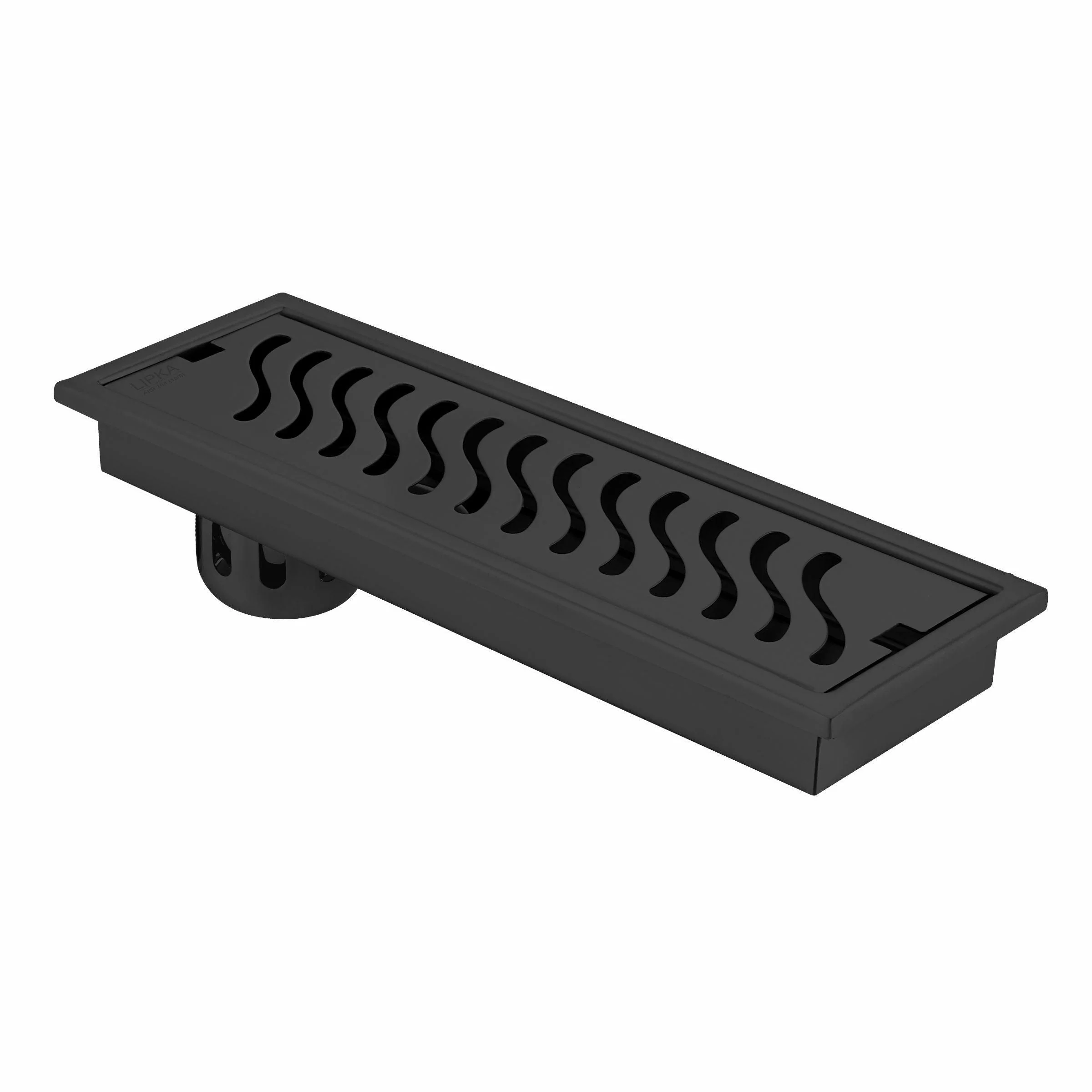 Wave Shower Drain Channel - Black (24 x 4 Inches) - LIPKA