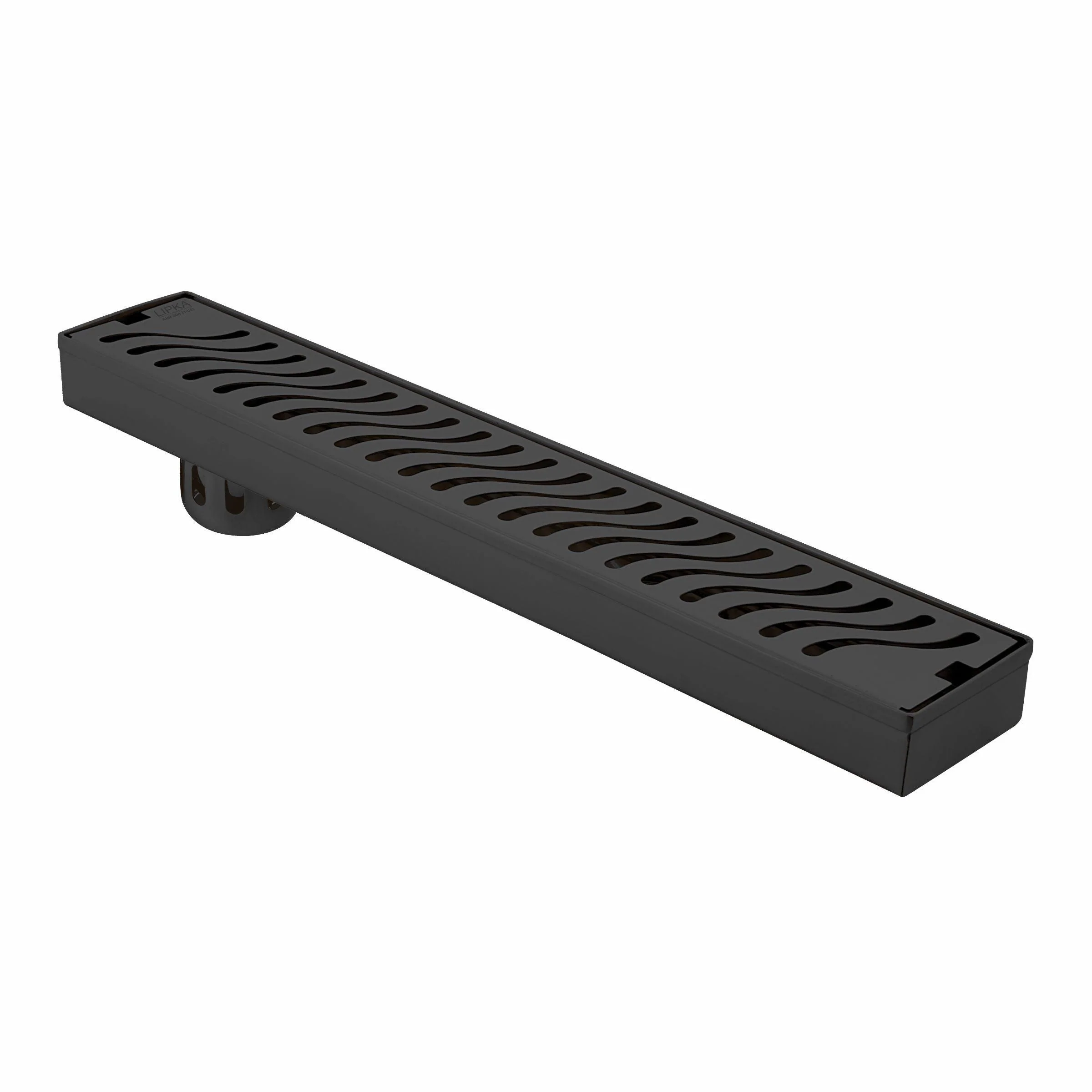Wave Shower Drain Channel - Black (32 x 3 Inches) - LIPKA