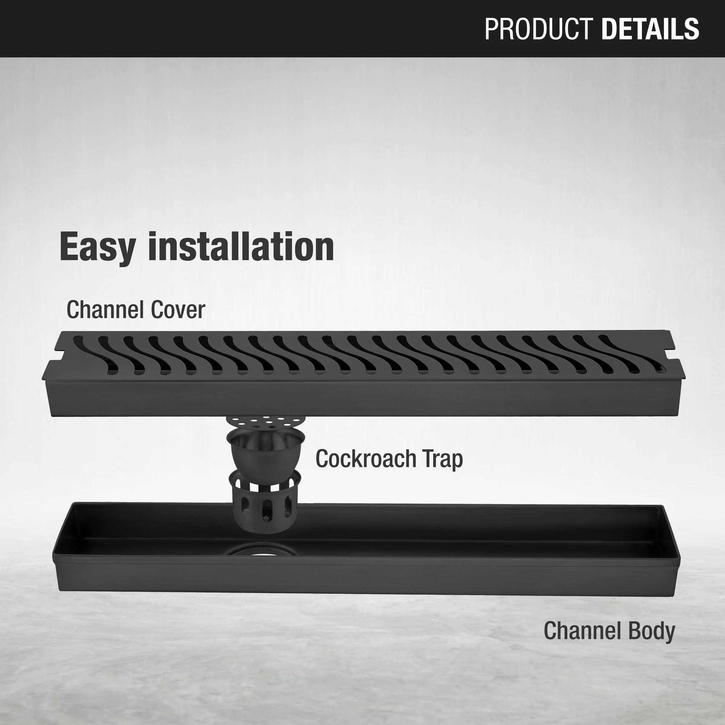 Wave Shower Drain Channel - Black (32 x 3 Inches) - LIPKA - Image 3