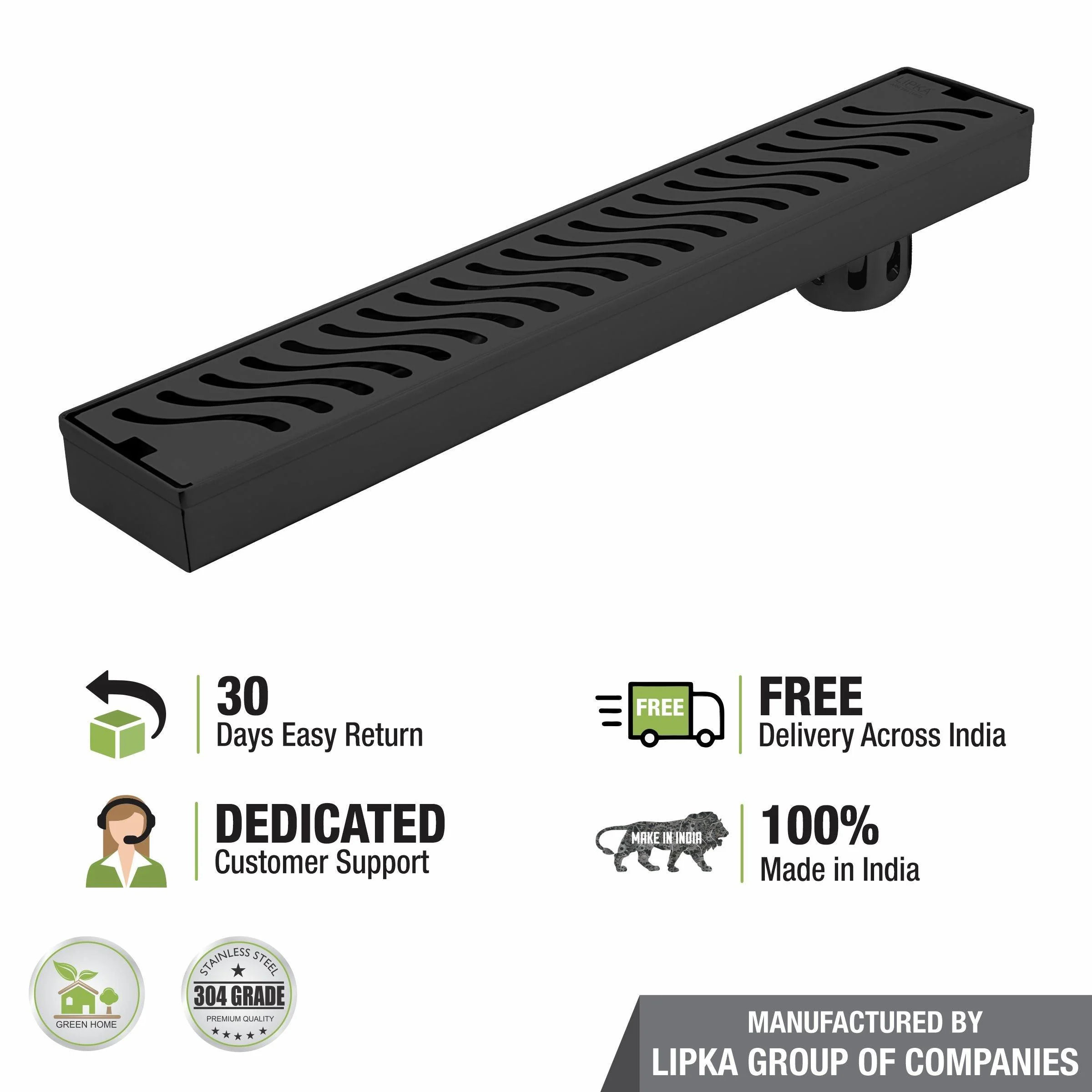 Wave Shower Drain Channel - Black (32 x 3 Inches) - LIPKA - Image 5