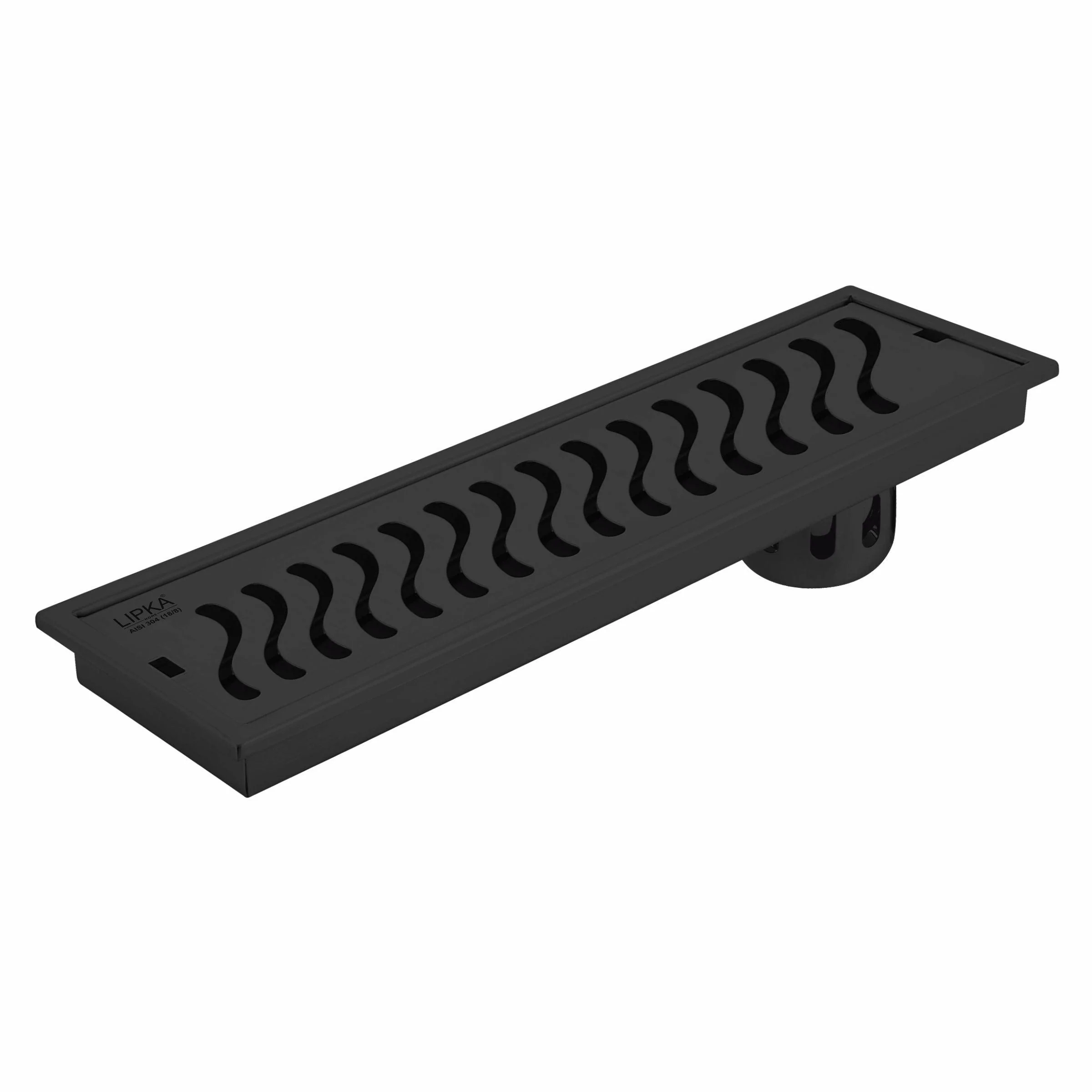 Wave Shower Drain Channel - Black (40 x 4 Inches) - LIPKA