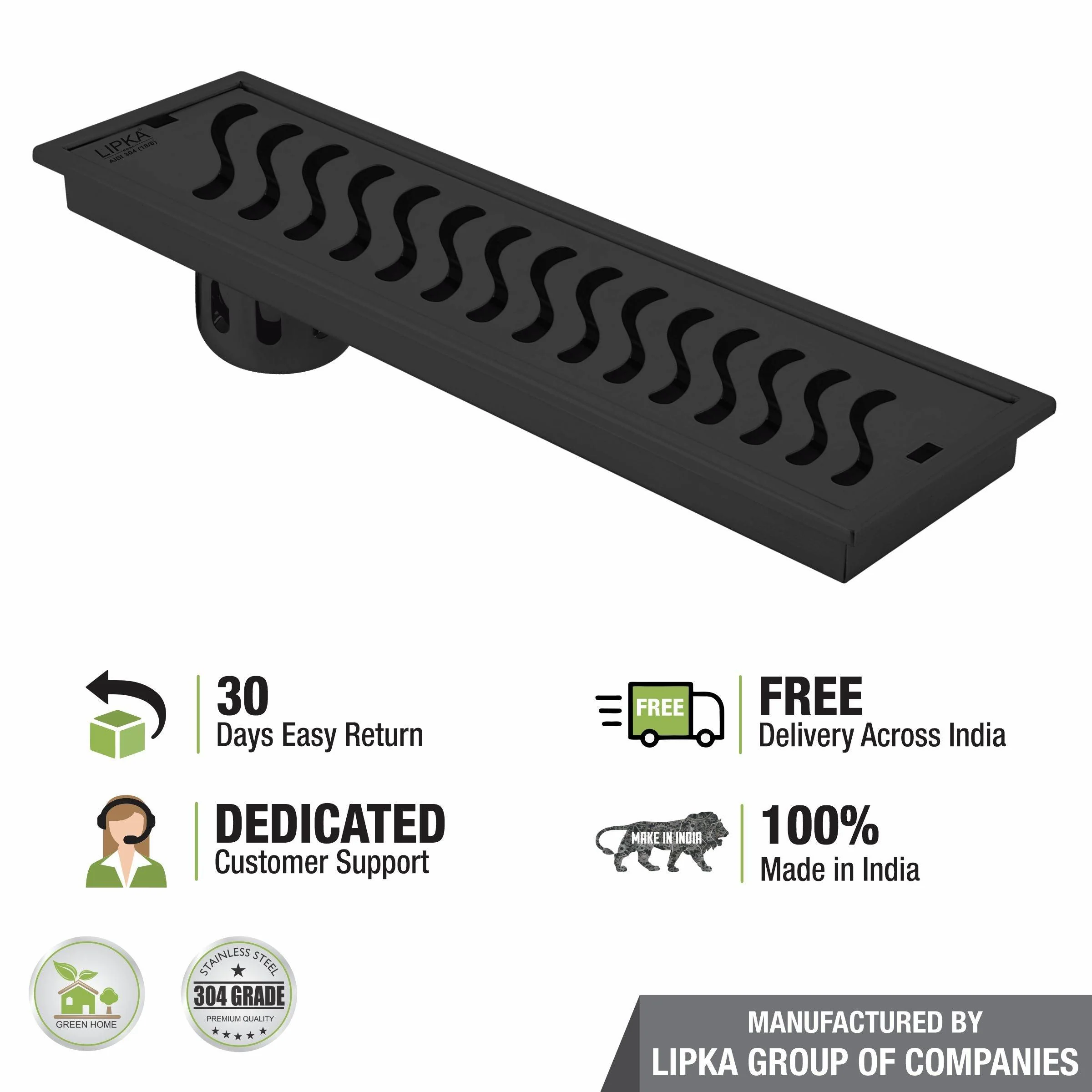 Wave Shower Drain Channel - Black (40 x 4 Inches) - LIPKA - Image 5