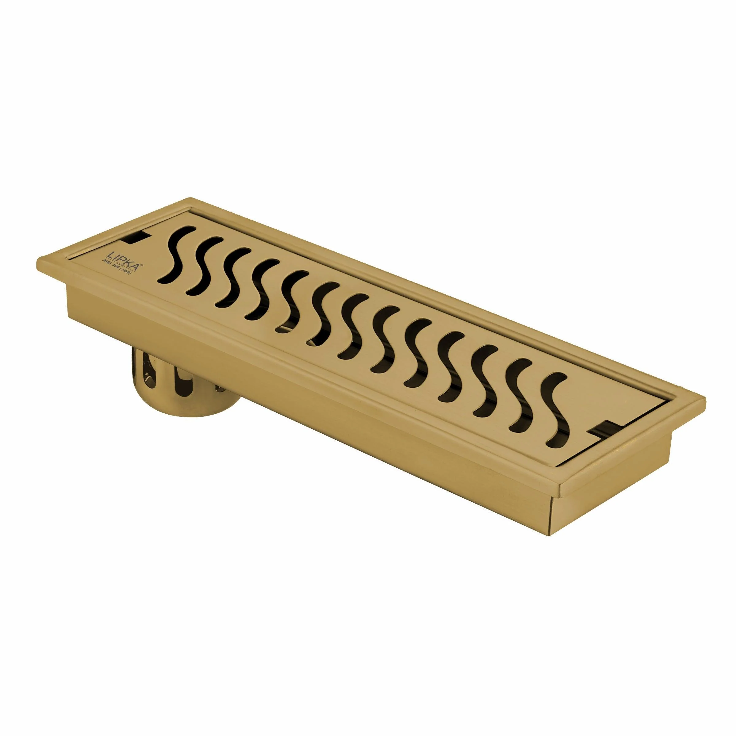 Wave Shower Drain Channel - Yellow Gold (18 x 5 Inches) - LIPKA