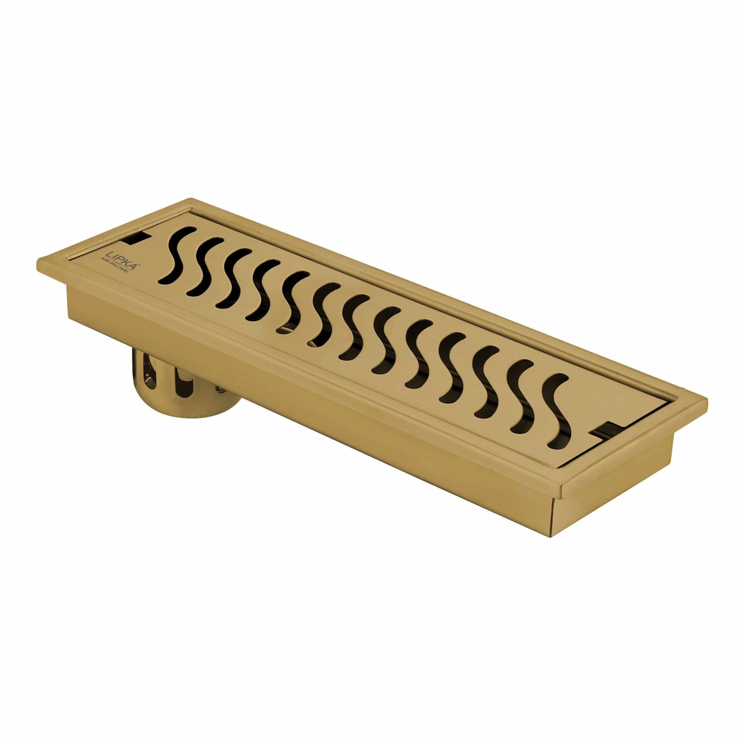 Wave Shower Drain Channel - Yellow Gold (24 x 4 Inches) - LIPKA