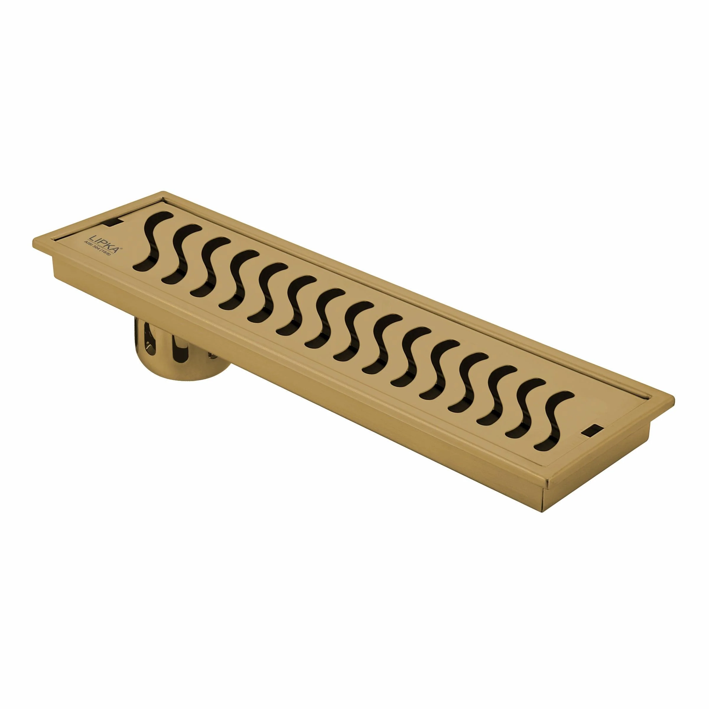 Wave Shower Drain Channel - Yellow Gold (40 x 4 Inches) - LIPKA