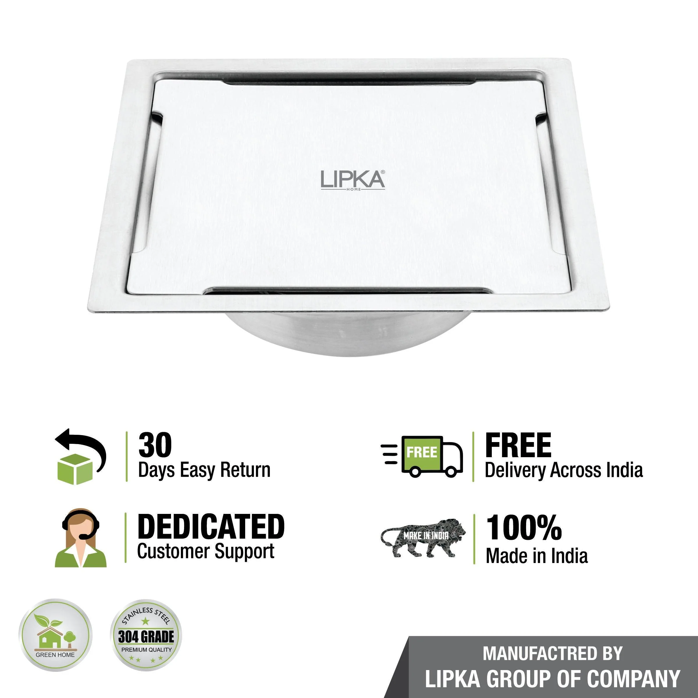 Yellow Exclusive Square Flat Cut Floor Drain (6 x 6 Inches) with Cockroach Trap - LIPKA - Image 5