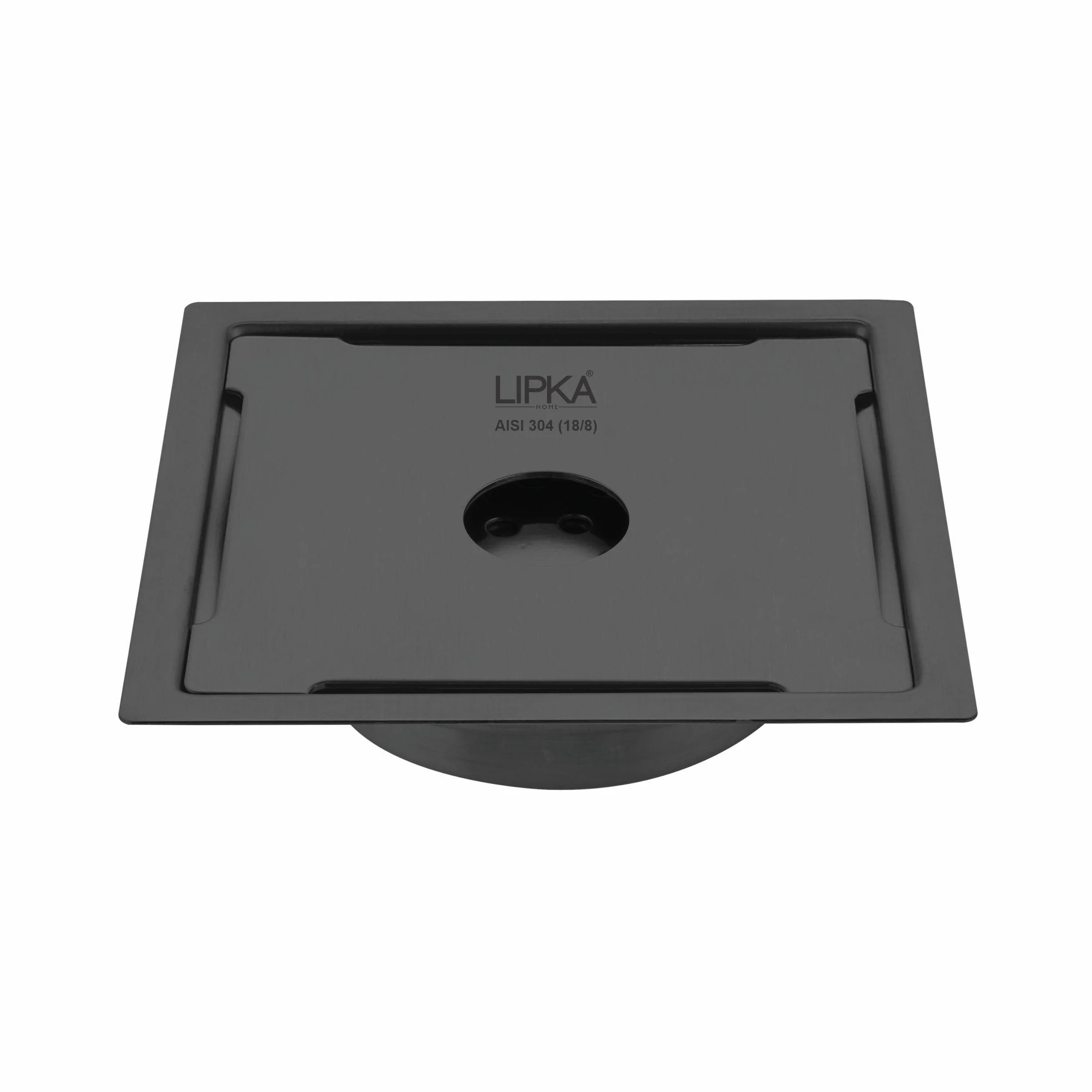 Yellow Exclusive Square Flat Cut Floor Drain in Black PVD Coating (6 x 6 Inches) with Hole & Cockroach Trap - LIPKA