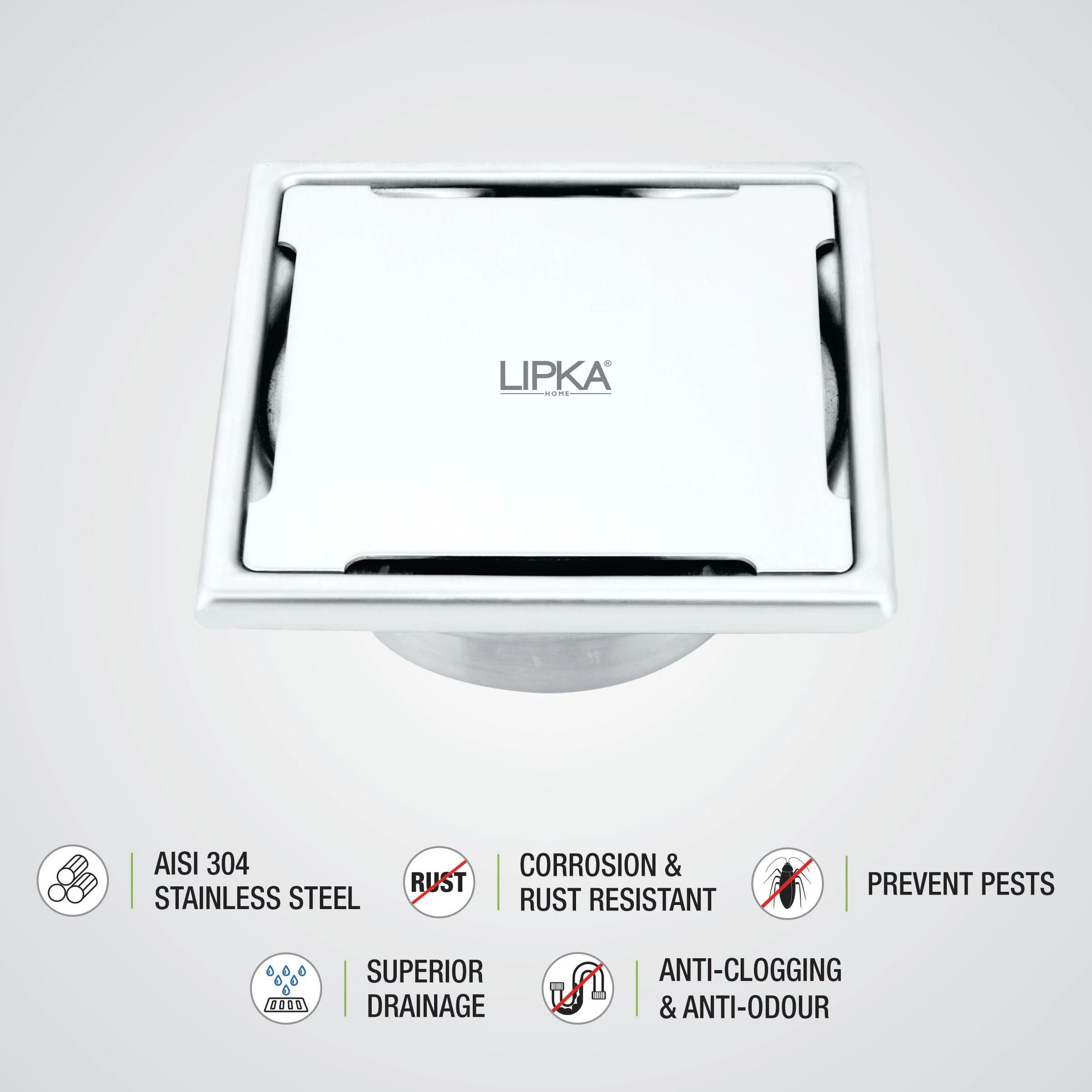 Yellow Exclusive Square Floor Drain (5 x 5 Inches) with Cockroach Trap - LIPKA - Image 5