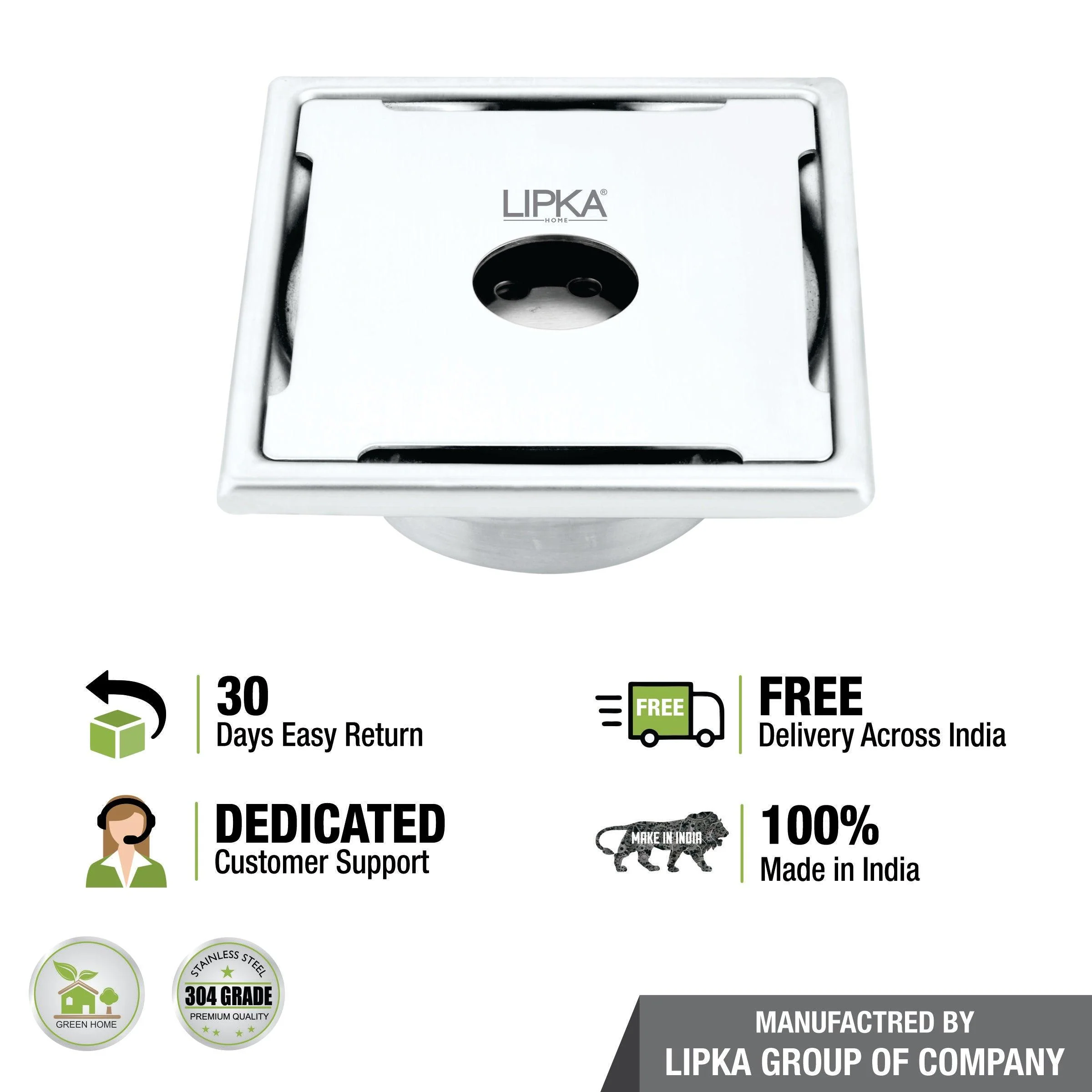 Yellow Exclusive Square Floor Drain (6 x 6 Inches) with Hole and Cockroach Trap - LIPKA - Image 5
