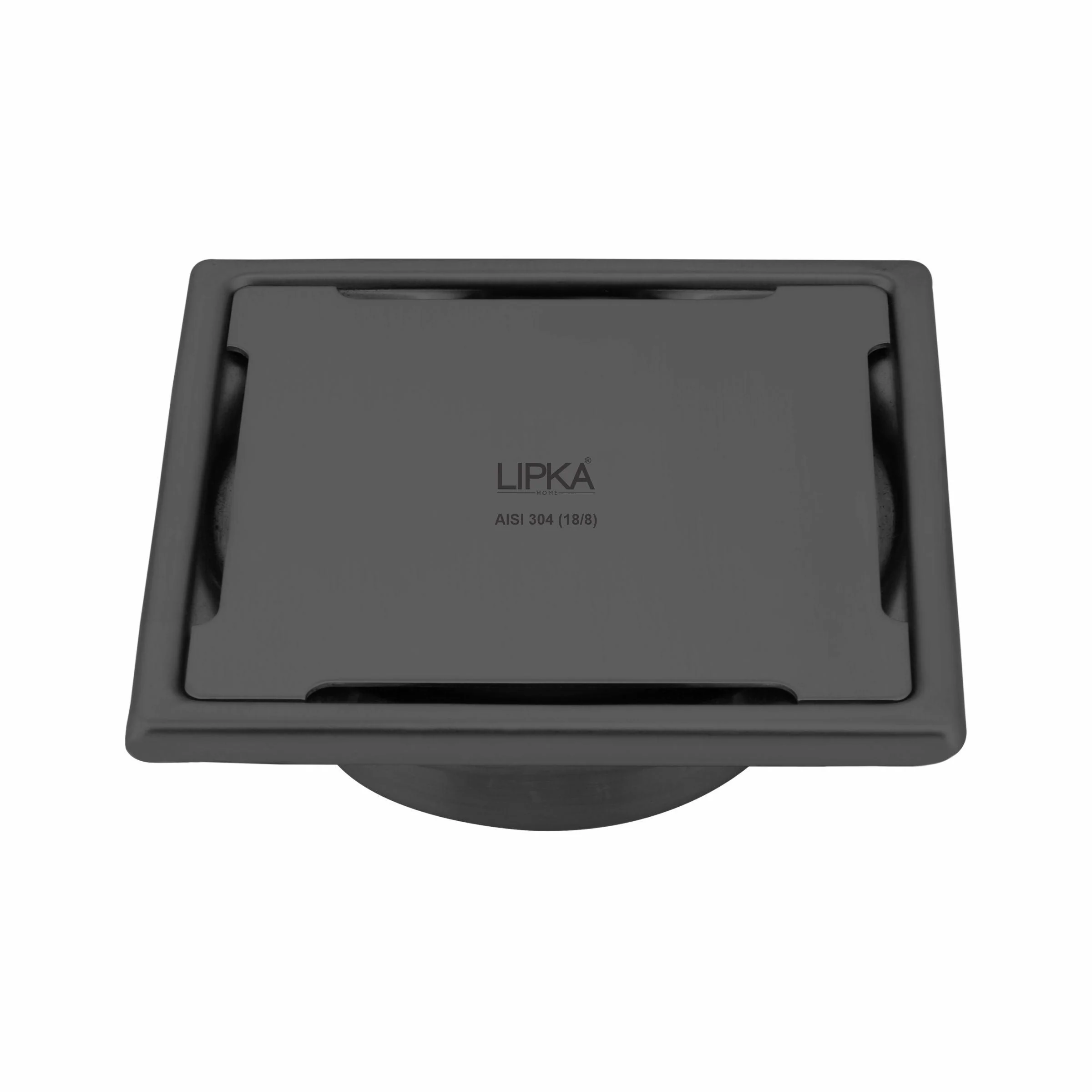 Yellow Exclusive Square Floor Drain in Black PVD Coating (6 x 6 Inches) with Cockroach Trap - LIPKA