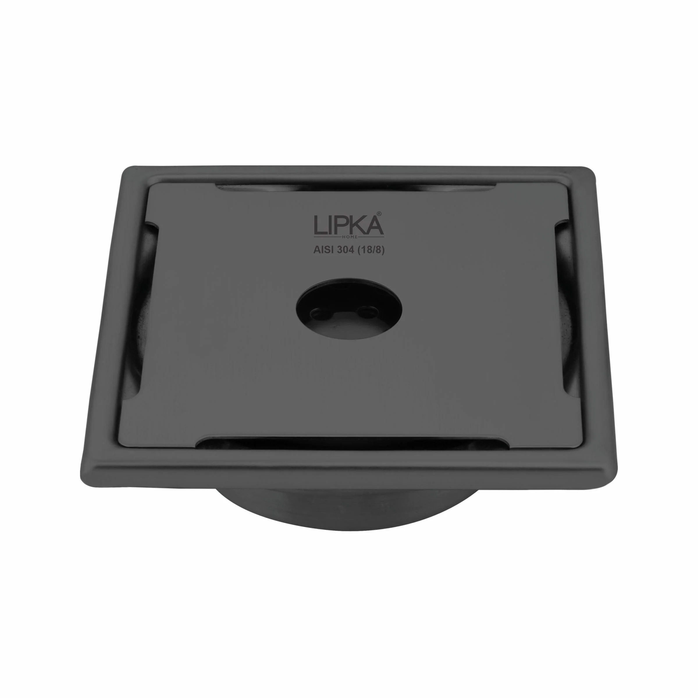 Yellow Exclusive Square Floor Drain in Black PVD Coating (6 x 6 Inches) with Hole & Cockroach Trap - LIPKA